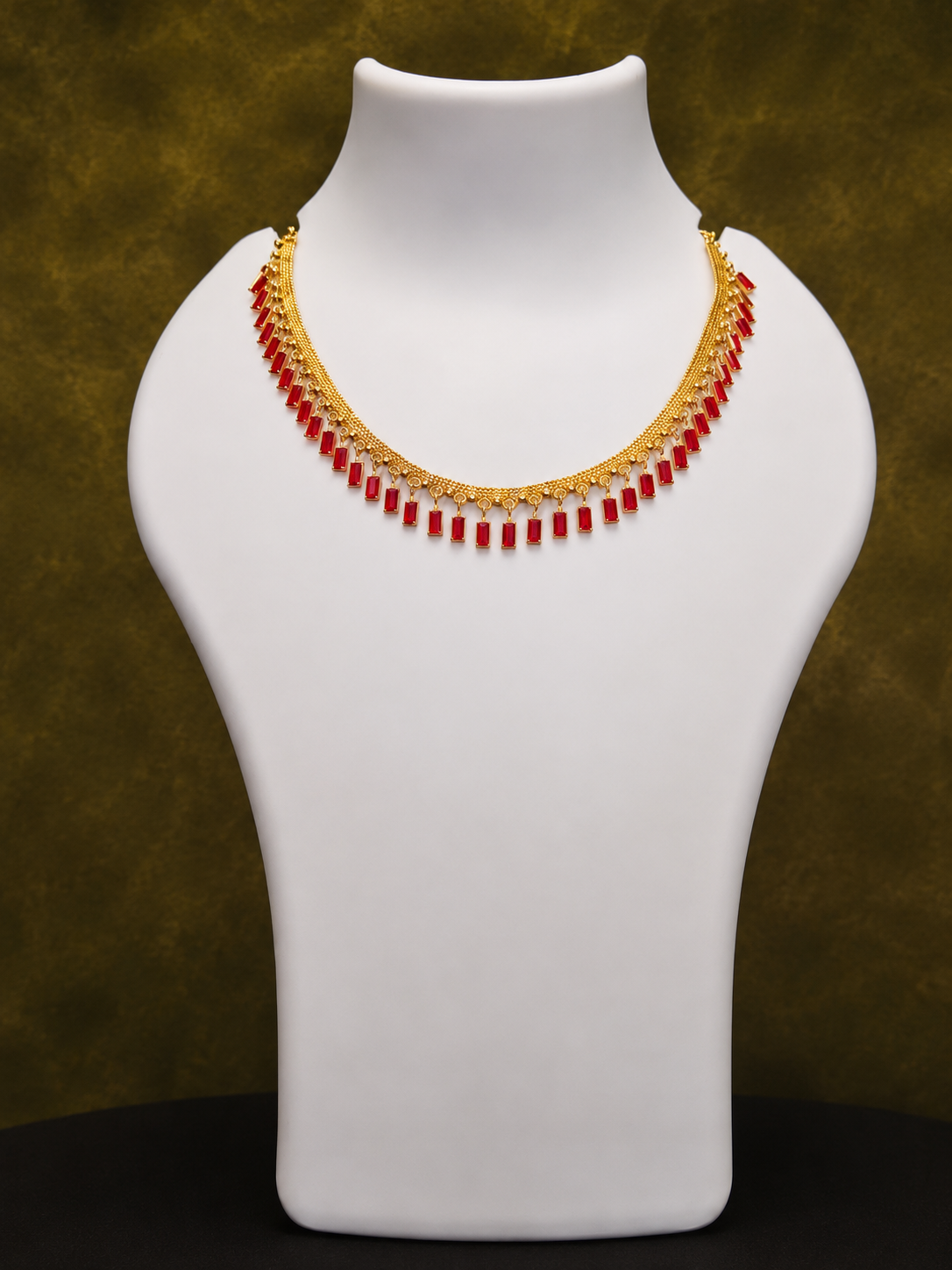Elegant Gold-Plated Red Stone Necklace - SRIDHYA Jewellers