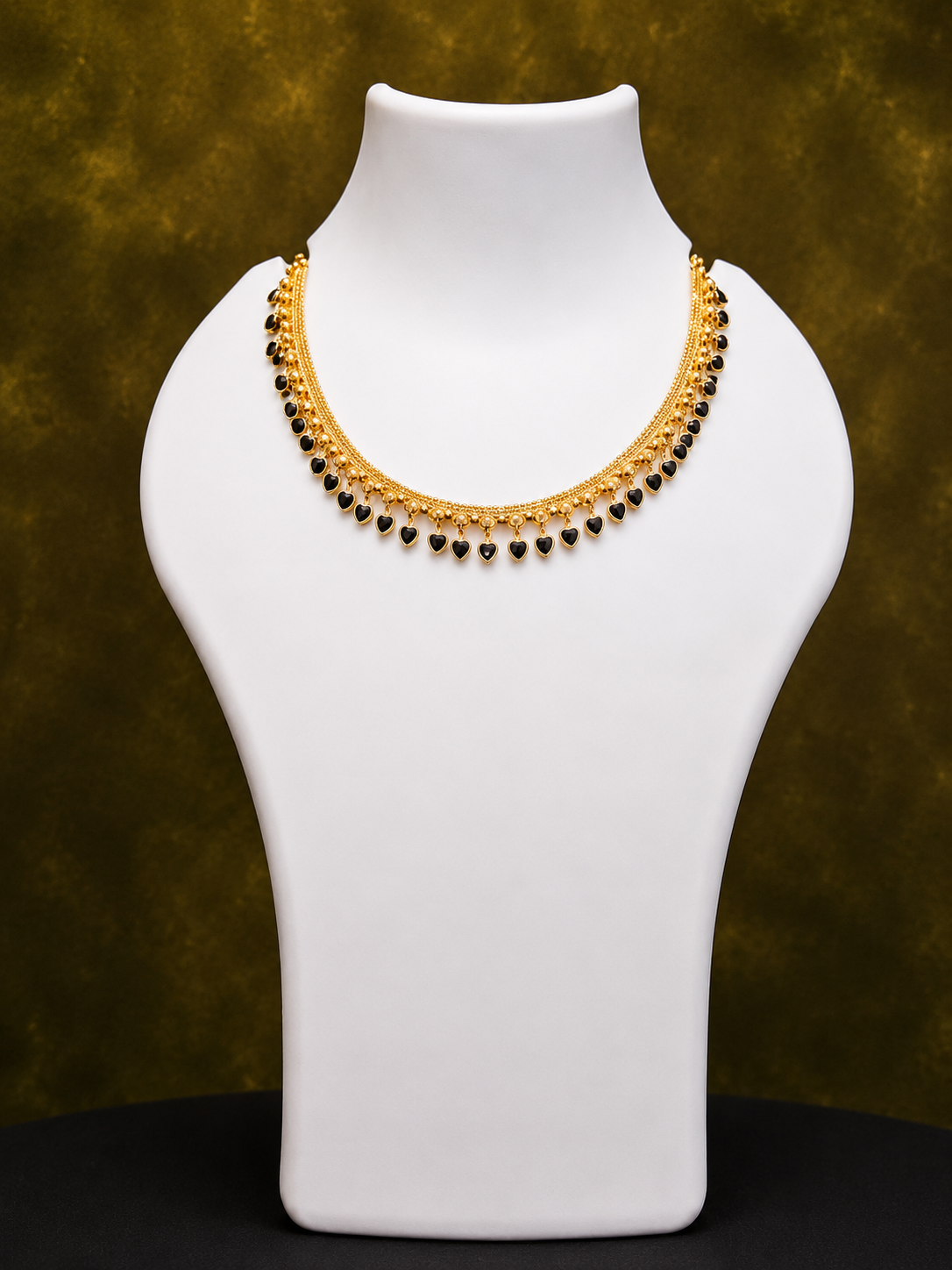 Gold-Plated Black Heart Stone Necklace for Women | SRIDHYA Jewellers