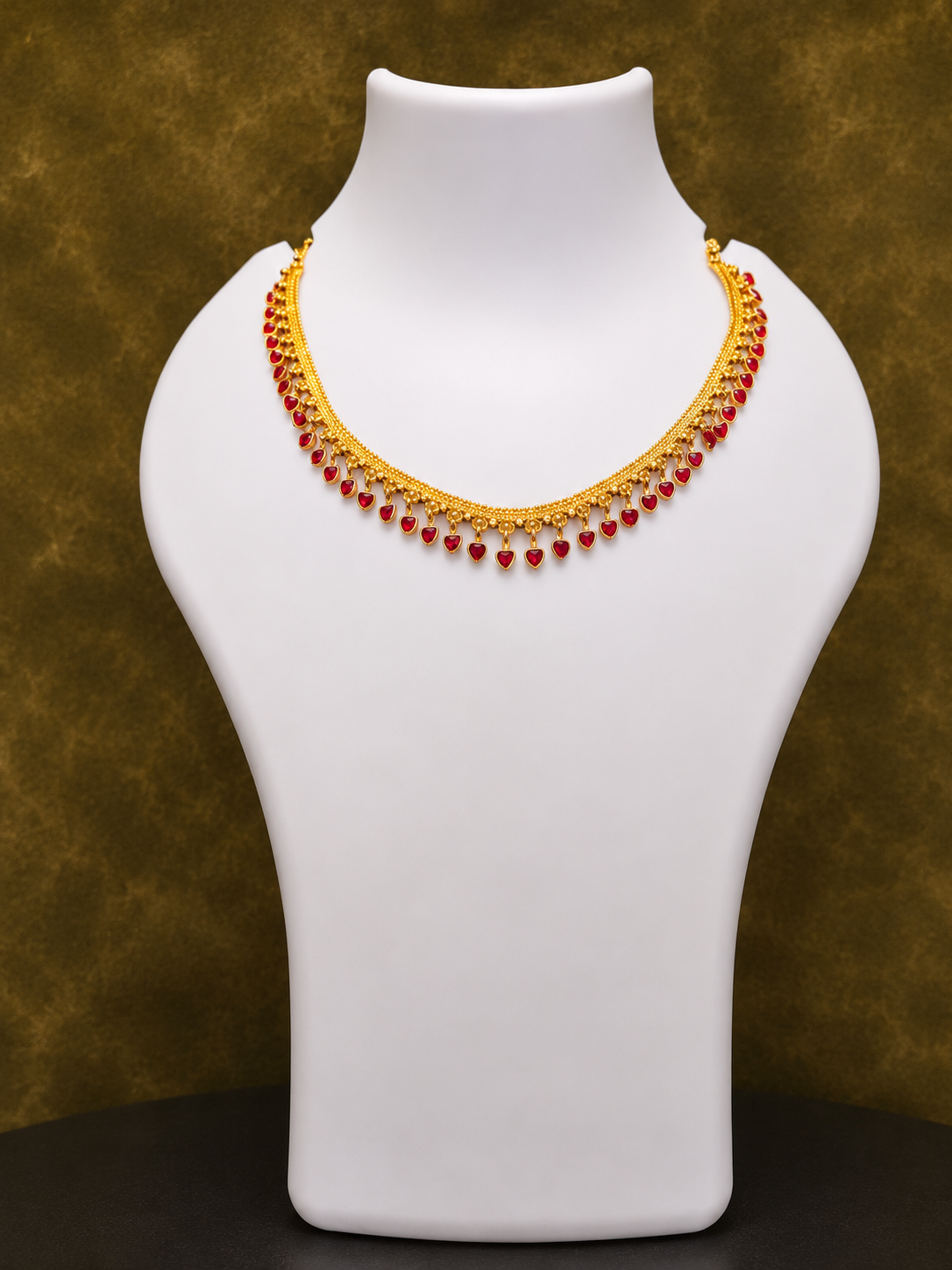 Elegant Red Stone Gold-Plated Necklace for Women | SRIDHYA Jewellers