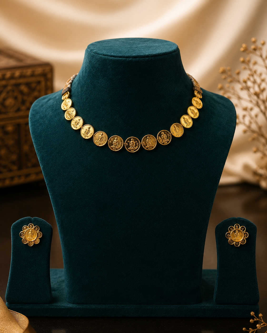Lakshmi Coin Necklace – Traditional South Indian Temple Jewellery | Sridhya
