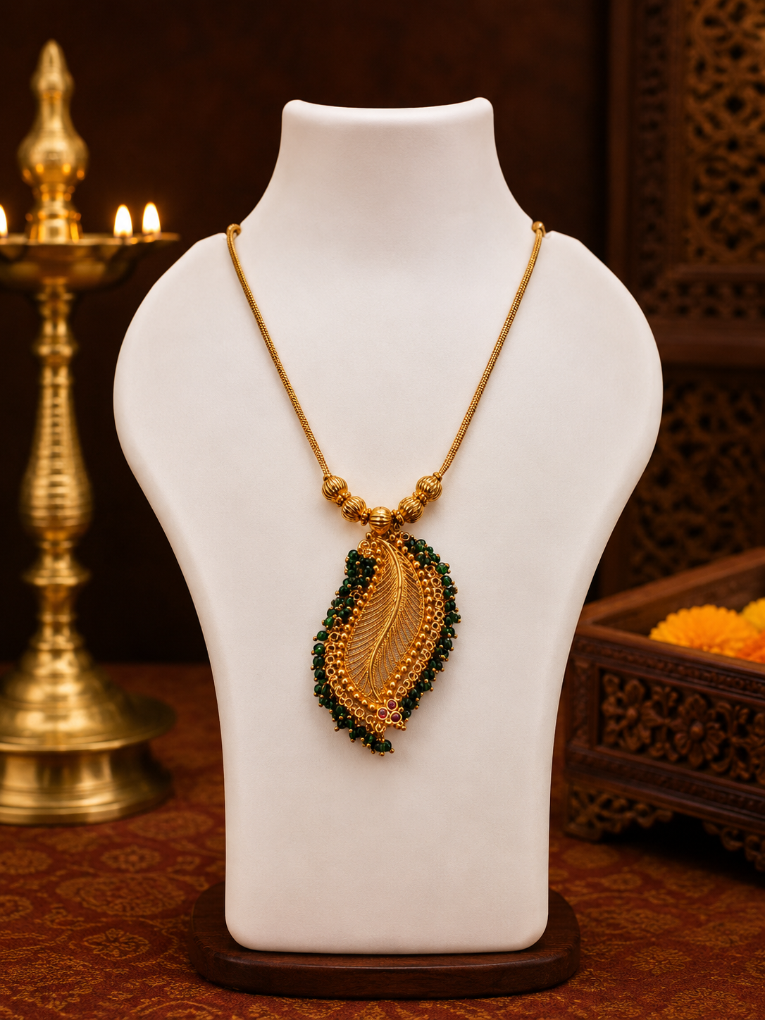 Leaf Pendant Chain - SRIDHYA Jewellers