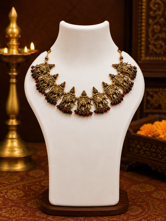 Antique Leaf Pendant Chain - SRIDHYA Jewellers