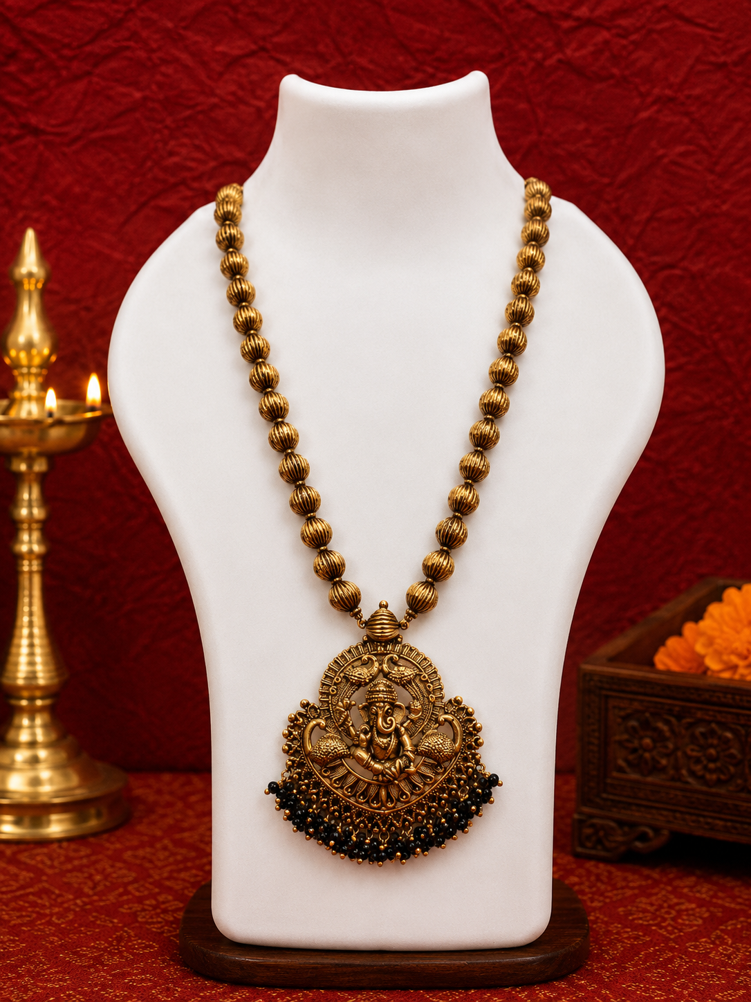 Antique Ganapathi Long Haraam - SRIDHYA Jewellers