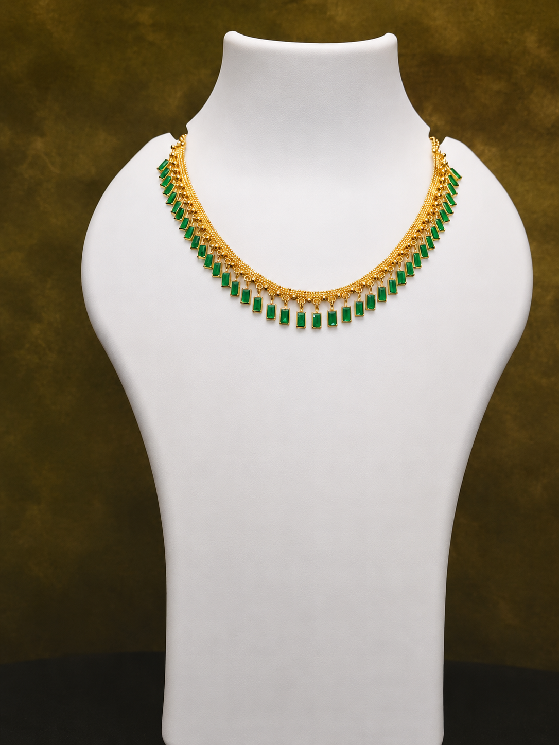 Elegant Green Stone Gold Necklace for Women | Traditional Party & Wedding Jewelry