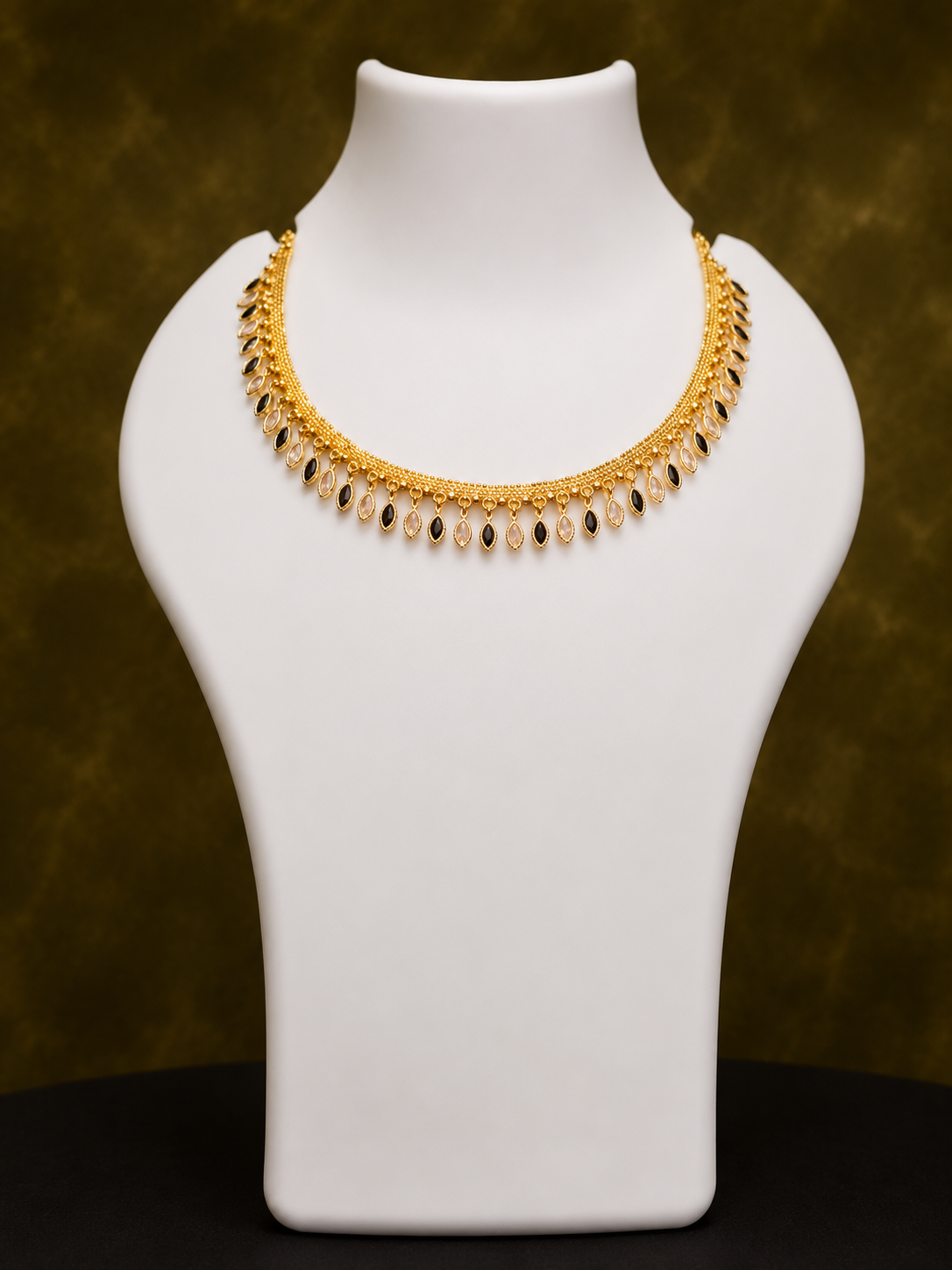 Gold-Plated Black Stone Necklace for Women | SRIDHYA Jewellers