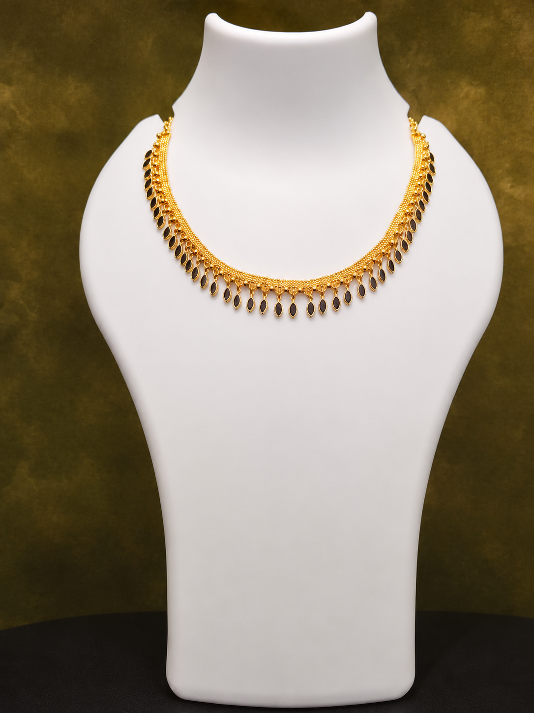 Elegant Black Stone Gold-Plated Necklace for Women | SRIDHYA Jewellers