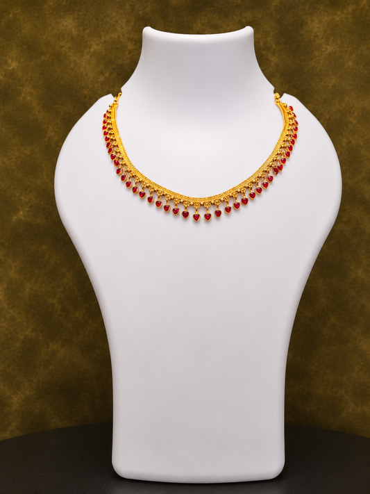 Elegant Red Stone Gold-Plated Necklace for Women | SRIDHYA Jewellers
